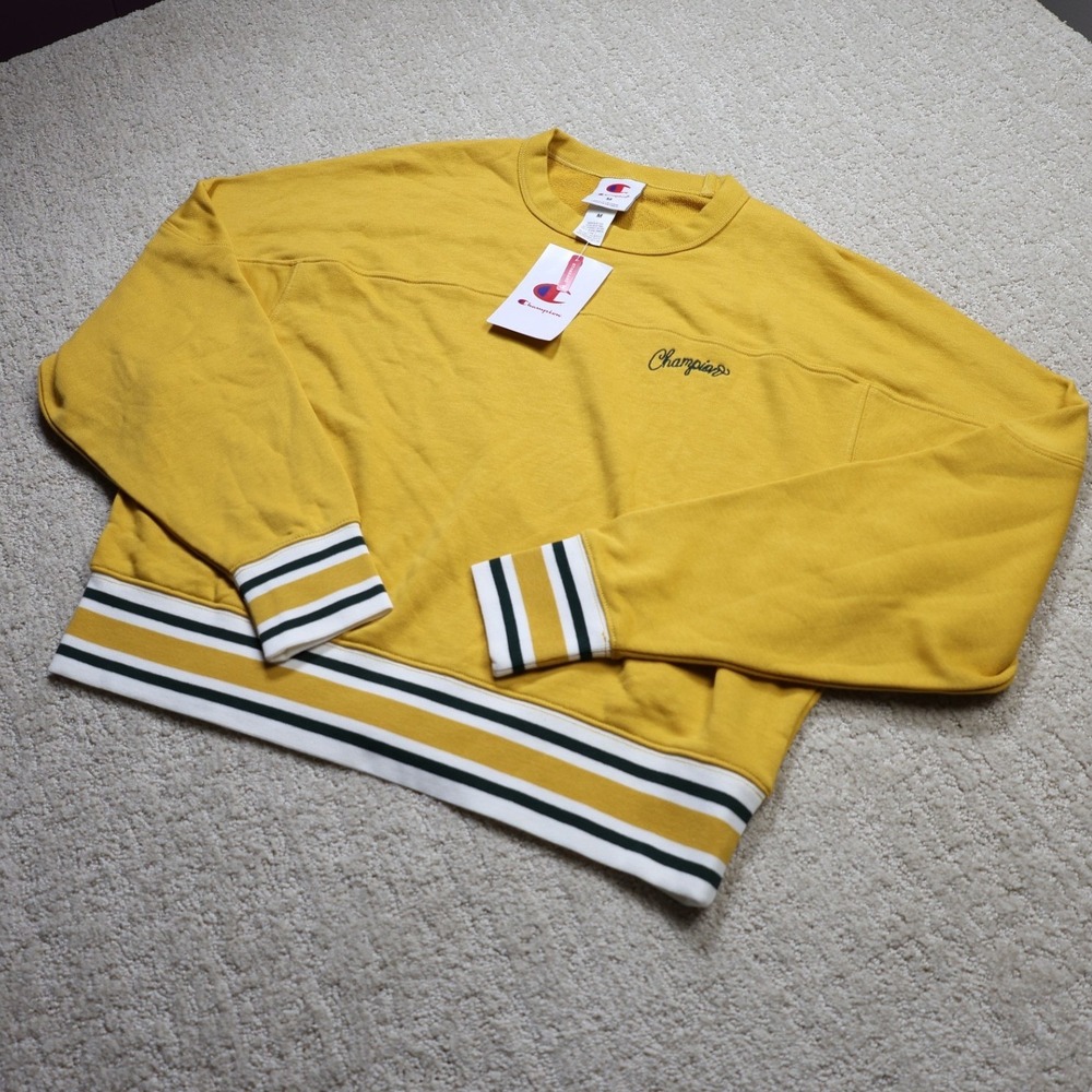 Champion Womens Elective Cropped Crew Sweatshirt Lemon Curry Yellow M